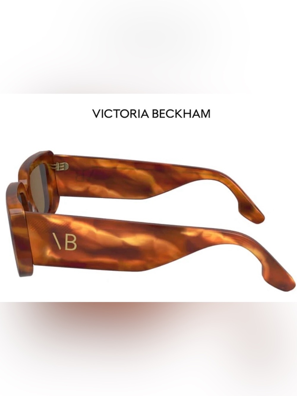 Victoria Beckham Tortoiseshell Square Sunglasses — Striped Blonde Havana - Picture 3 of 8